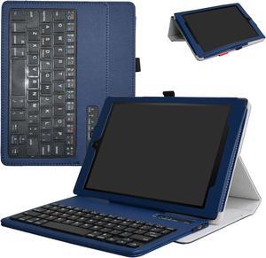 MAMA MOUTH for Amazon Fire HD 10 Keyboard Case,Slim Stand PU Leather Cover with Romovable Keyboard for Amazon Fire HD 10 (5th /7th /9th Generation) 10.1" Tablet,Blue