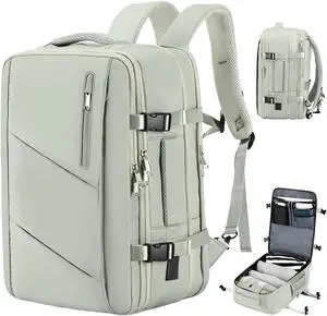 Carry on Travel Backpack for Men Women, Extra Large 40L Flight Approved Expandable Suitcase With USB/Type-C Charging Port, Victoriatourist Water Resistant Luggage Daypack Business Weekender Bag, Green