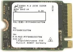 Micron SSD 512GB M.2 2230 30mm NVMe PCIe Gen3 x4 MTFDHBK512TDW 2300V Solid State Drive for Steam Deck Surface Pro X Dell HP Lenovo Ultrabook Tablet