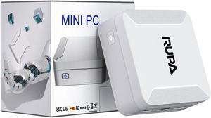 RUPA Mini Pc Windows 11, N100 Mini PC 8GB DDR5 RAM 256GB 2.5''SSD, Micro PC Support Real 4K HDR 10+ Triple Display, WiFi6, BT5.2, USB3.0, Gigabit Ethernet Mini Computer for Home/Office