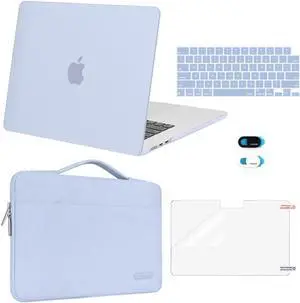 MOSISO Compatible with MacBook Air 15 inch Case 2025 2024 2023 Release M4 A3241 M3 A3114 M2 A2941, Plastic Hard Shell&Carrying Sleeve Bag&Keyboard Cover&Webcam Cover&Screen Protector, Pastel Blue