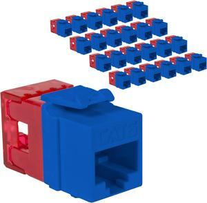 ICC CAT6 Keystone Jack for HD Style Wallplate or Patch Panel - RJ45 - UL Listed Ethernet Cable Connector - PoE++ Rated - Compatible with JackEasy Termination Tool - Blue - 25-Pack