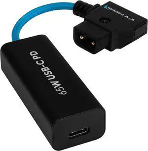 KONDOR BLUE | 6" D-Tap/P-Tap to USB-C PD (Female) 2-Way V-Mount Charger Braided Power Delivery Cable for Mirrorless Cameras, Phones, Laptops & More | Blue