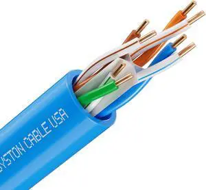 Syston Cable Technology Cat 6A+ Ethernet Network Cable700MHz 23AWG Solid Bare Copper Wire Outdoor/Indoor, No Ends 100/250/500/1000 Ft Available, Heat Resistant Riser Rated (100 FT, CMR, Blue-CMR)