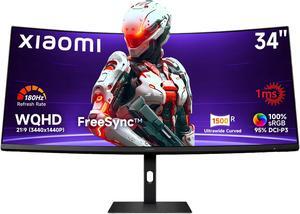 Xiaomi Vertical HDMI Computer Monitor, 34 inch 180Hz 1ms 1500R Curved WQHD 2K 100% sRGB Desktop LCD Computer Screen PC Gaming Monitors Ultrawide FreeSync Premium with DisplayPort Adjustable Stand