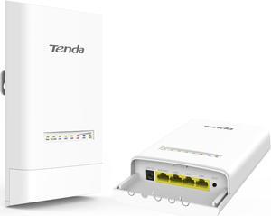 Tenda OS3 5.8GHz AC867 Long Range Outdoor CPE (2 Pack), 12dBi Antennas, 5km+ PtP Wireless Bridge, 4 Fast Ethernet LAN Ports, Passive PoE Powered, IP65 Weatherproof, Pre-Configured for Plug&Play