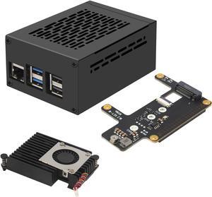 Geekworm X1015 PCIe to M.2 HAT Key-M NVMe SSD Shield+Metal Case+ Active Cooler H505 for Raspberry Pi 5