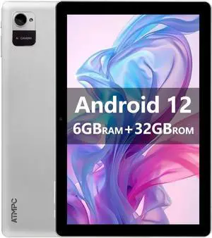 ATMPC Android Tablet 10 Inch, 6GB (2+4 Expand) RAM 32GB ROM & 512GB Expandable Android 12 Tablet, 1280x800 IPS HD Touch Screen Tablets, 2+5Mp Dual Camera, WiFi 6, BT5.2, 6000Mah Long Lasting Battery