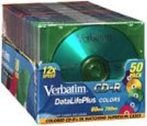 Verbatim 50-Pack of 80-Minute Color CD-R Discs (CDR50SLIM)
