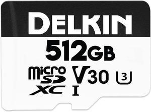 Delkin Devices Hyperspeed 512GB Micro SD Card with Adapter  100MB/s Read, UHS-I (U3, V30), 4K & Full HD for Smartphones, Tablets, GoPro, and Dash Cam