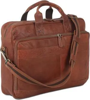 Leather briefcase 18 Inch Laptop Messenger Bags for Men and Women Best Office briefcase Satchel Bag (Wash Tan)