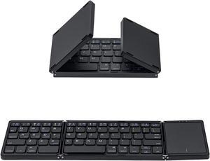 Mcbazel Foldable BT 5.1 Keyboard,Rechargeable Mini Foldable Keyboard with Trackpad,Type C Charging Port,Upgraded Version for iOS/Android/Windows/Tablet/PC - Black