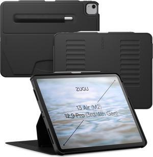 Zugu Case for iPad Air 13 Inch (M2) 2024/12.9 inch (3rd/4th Gen), Slim Protective Cover with Apple Pencil Holder, Auto Wake/Sleep, Multiple Viewing Angles (Black)