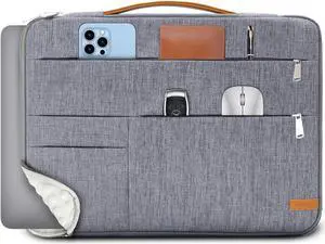 KINGSLONG 15.6 inch Laptop Sleeve Bag, Slim Lightweight Multiple Pockets Computer Cover Notebook Ultrabooks Carrying Case fit for Acer Asus Dell Lenovo HP, Grey