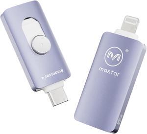MAKTAR - Piconizer 4, Automatic iPhone Photo Backup Storage Device, iPhone USB Flash Drive, External Storage for iPhone Photos and Videos, External Backup Drive for iPhone and iPad - Purple, 256GB