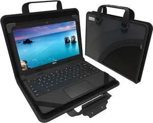 UZBL Zipperless 11-11.6 Inch Chromebook Case Protective Laptop Hard Cover Sleeve | EVA Lite Always-on Work in Case Mesh Pouch Adjustable Shoulder Strap