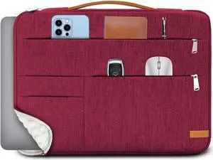 KINGSLONG 16 inch Laptop Sleeve Bag, Slim Lightweight Multiple Pockets Computer Cover Notebook Ultrabooks Carrying Case fit for Acer Asus Dell Lenovo HP Toshiba, Red
