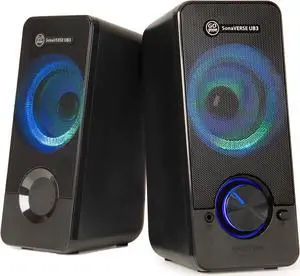 GOgroove UB3 Computer Speakers for Desktop and Laptop - Monitor Speakers with Loud Bass, 2.5 Inch XL Drivers for 12W of Power, Built-in Headphone and AUX Input Ports, Computer Speakers for Desktop PC