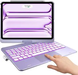 typecase Touch Keyboard Case for iPad Pro 11-inch (M5/M4, 2025/2024), Wireless Keyboard with 11-Color Backlight, 360°Rotatable Protective Case with Pencil Holder, Multi-Touch Trackpad, Light Purple