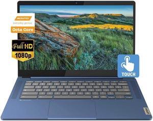 Lenovo 2023 Newest Ideapad Slim 3, 14" (1920 x 1080) FHD Touchscreen Chromebook Slim Thin Laptop, 8-Core MediaTek Kompanio 520, 4GB RAM, 64GB eMMC, WiFi 6, Chrome OS, Abyss Blue, EAT 64GB Micro SD
