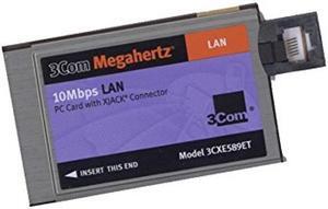 3Com Megahertz 10Mbps Ethernet LAN PC Card with XJACK Connector 3CXE589ET
