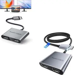 avedio links USB C to Dual HDMI Adapter with Long Cable USB C to Dual HDMI Adapter