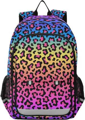 ALAZA Rainbow Leopard Print Neon Cheetah Laptop Backpack Purse for Women Men Travel Bag Casual Daypack with Compartment & Multiple Pockets