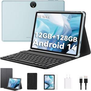 Android 14 Tablet, 11 inch Tablets Octa-Core, Tablet PC with 12GB RAM 128GB ROM 1 TB Expansion, 8000mAh Battery, Fast Charging, GMS Certified, FM, GPS, WiFi, BT 5.0,Dual Camera (Blue with Keyboard)