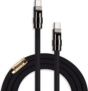 chubbycable Black Chubby - Special Black Samurai Edition Silicone Fast Charging USB-C Cable Phones Tablets Type C Charger Cord Durable Power Bank Cable, Gold Plus, Type C to Type C, 3.3FT
