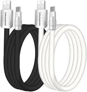 chubbycable Couple Chubby - 2-Pack 240W USB C Cable Extra Thick Silicone Fast Charging Cable Compatible with iPhone 16/15 Series iPad Galaxy Series, Black+White, USB-A to Type-C, 13.1FT