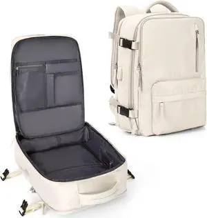 coowoz Travel Backpack For Women Men Airline Approved,Carry On Backpack,Large Hiking, Waterproof Outdoor Sports Rucksack Casual Daypack Fit 15.6 Inch Laptop Backpack College Backpack(Beige)