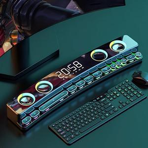 SH39 Gaming Computer Speakers Dynamic RGB Gaming Speakers with Subwoofer Bluetooth Desktop Speaker, for Laptops Monitors Projectors Phones PC /5 (Black)