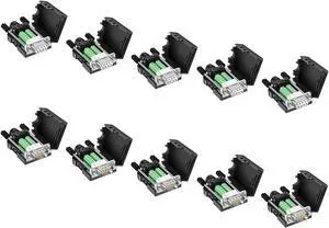 Dbilida DB9 Solderless Connector (5Male+5Female), DB9 Breakout Connector RS232 D-SUB Serial to 9pin Port Terminal with Case