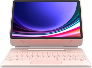 Dexnor for Samsung Galaxy Tab S10+ Plus/S9+ Plus/S9 FE+ Plus/S8+ Plus/S7+ Plus/S7 FE Case with Keyboard 12.4" Floating Cantilever Magnetic Stand Multi-Touch Trackpad Backlit S Pen Holder - Pink