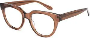 Dollger Blue Light Blocking Glasses For Woman Men Thick Acetate Frame Round CatEye Computer BlueLight Glasses Non-Prescription Brown frame