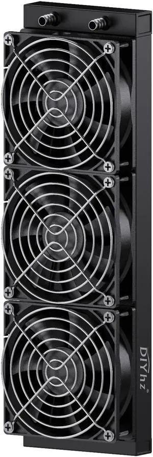 DIYhz 12 Pipe Aluminum 360mm CPU PC Laser Water Cooling Radiator - 120mm Fans, DC12V Black