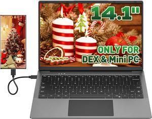 14.1 inch Lapdock for Samsung DeX and Mac Mini, Lap Experience for Samsung Phone and Mini PC, Portable Monitor with Keyboard Compatible with Samsung S24/23, Z Fold 6/5, Note 20/10, Steam Deck - Grey