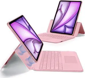 ESR iPad Air 13 Inch Case Keyboard (M3/M2, 2025/2024), Keyboard Case with Trackpad, Magnetic Detachable Keyboard with Backlit Keys, Fully Adjustable Portrait/Landscape Stand, Ascend Series, Pink