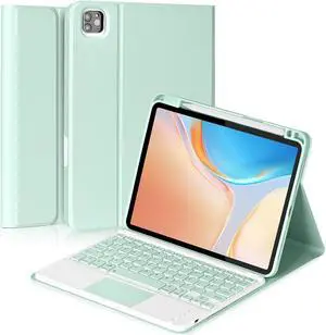 Eisuiyi Keyboard Case for iPad Pro 11" M4 2024, Detachable Touchpad BT Keyboard, Magentic Protective Cover with Pencil Holder, Full Protection, Mint Green