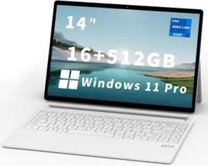 FUNYET 2 in 1 Laptop Touchscreen, 14 Inch Tablet Laptop Computer, Intel 12th Gen N100 Processor, 16GB DDR5 RAM, 512GB SSD, 1920 x 1200, Wi-Fi 6, BT5.2, Backlit Keyboard, Windows 11 Pro