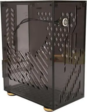 GOWENIC Clear Acrylic Mini ITX Case - 4.3L Capacity, 360 Degree Cooling, for Mini ITX Motherboards, 1U Power Support, 2.5in SSD Compatible, Transparent Side Panel (Black)