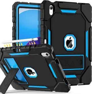 Grifobes for iPad A16 Case 11th Generation 11 inch 2025 / iPad 10th Generation Case 10.9 inch 2022, Heavy Duty Military Grade Shockproof Cover with Pencil Holder for i Pad 11/10 (Black+Blue)