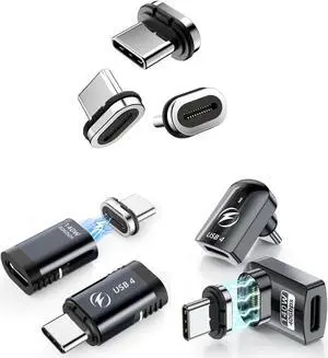 HanCenDa 140W Magnetic USB-C Adapter (4 Pack), 8K Video Display, 40Gbps Data Transfer, 180¬ Rotation, for Thunderbolt 4, MacBook Pro/Air & More Type C Devices