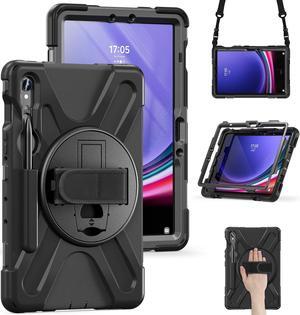 HDAYM for Samsung Tablet S9 Case,with Rotating Stand,Shoulder Strap,Pencil Holder,Sturdy Heavy Duty Full Body Shockproof Protective Cover for Samsung Tablet S8 S7 S9 fe