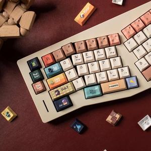PBT Keycaps, Custom Retro Keycaps, 150keys Cute Cherry Profile Keycaps Set, Dye-Sublimation Animal Keycaps for 60% 65% 70% 75% 100% MX Switches Mechanical Keyboards