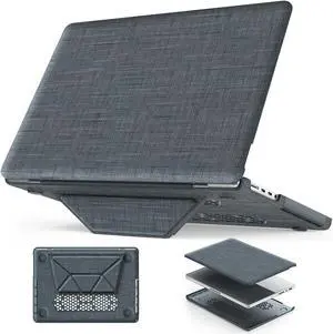 HXCASEAC Case Compatible with MacBook Pro 14 inch Case 2024 2023 2022 2021 with Foldable Stand, Anti-Scratching Protective Cover (M4 M3 M2 M1) A3401 A3112 A2918 A2992 A2779 A2442 Fabric, Grayish Blue