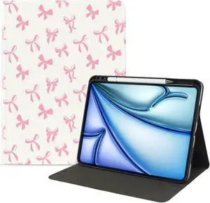 JOYLAND for iPad Pro 12.9 inch 2022/2021,Cute Bow Case Anti-Scratch Shockproof Premium Folio Stand Case with Pencil Holder,for iPad Air 13 Inch 2024