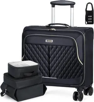 Lekebobor Rolling Laptop Bag with 3Packing Cubes Rolling Laptop Briefcase on Wheels for Women/Men Fits Up to 17.3Inch Rolling computer Bags Water Resistant for Work Travel and Business,