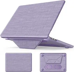 MEEgoodo for M3 MacBook Air 13.6 inch Case 2024 2022, Kickstand Cover Fit Model A3113 A2681 M3 M2, Fabric Case for M2 13 inch Laptop, Hard Shell with TPU Keyboard & Webcam Cover & OTG Adapter,Purple