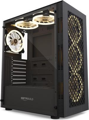 METABUILD ATX PC Case - 6X PWM ARGB Fans Included - High Airflow Front ABS Panel MB881A (Black)